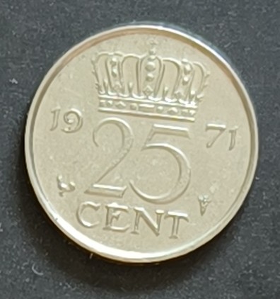 1971 Netherlands 25 cent coin