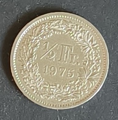 1975 Swiss 1/2 Franc coin