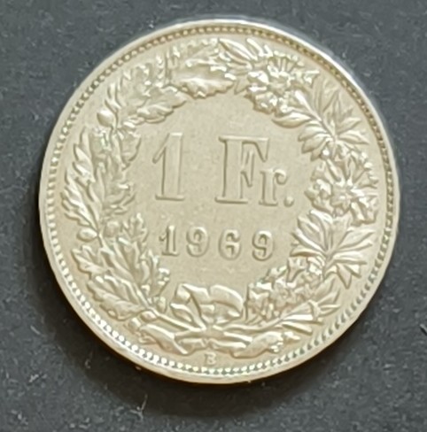 1969 Swiss 1 Franc coin